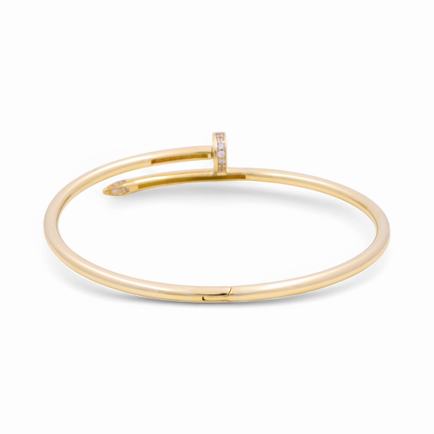 10K Yellow Gold Semisolid Nail Women’s Bangle Bracelet with Cz / Weight: 8.4 GR / CPBB0NL