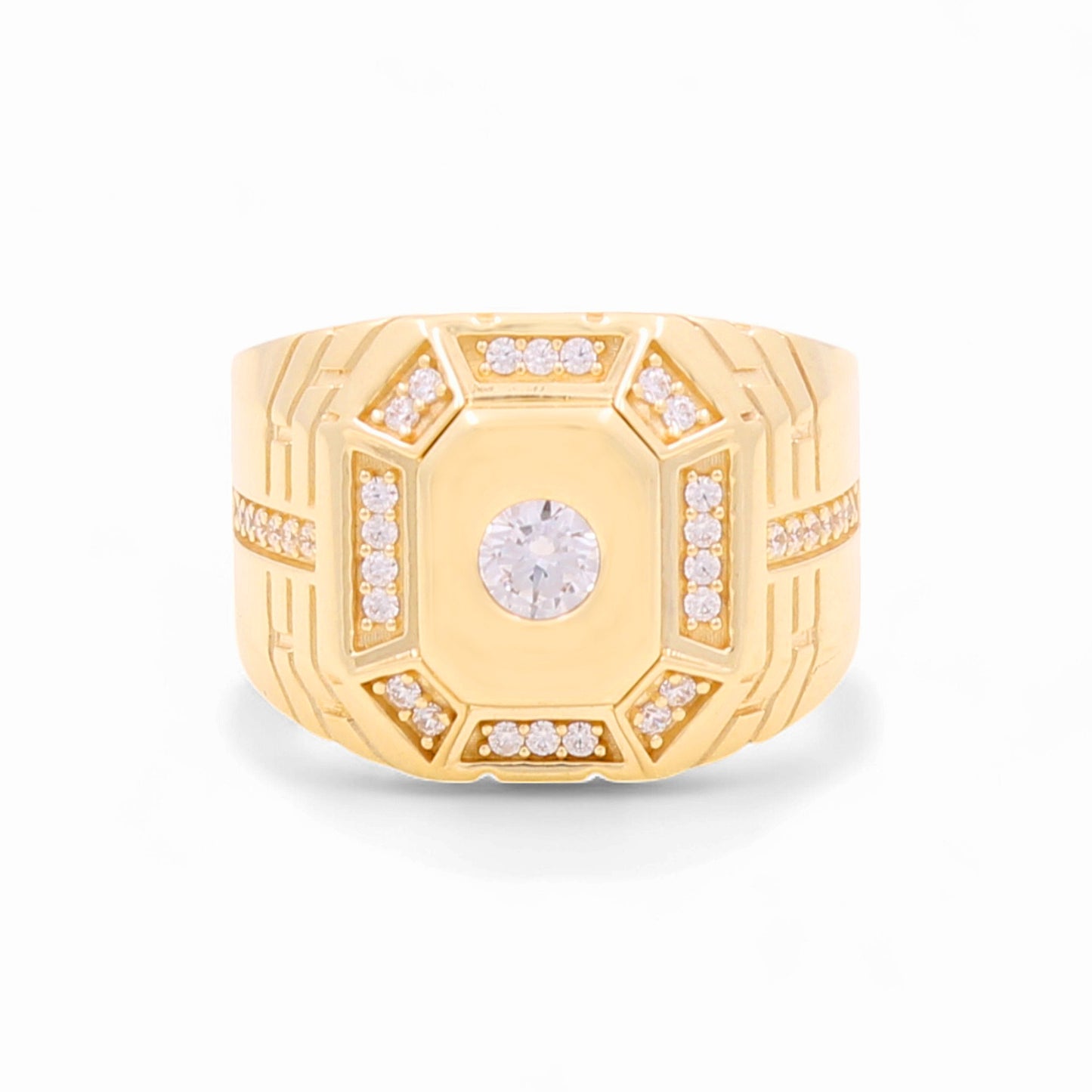 10K Yellow Gold Fashion Men's Ring / Stone: CZ / Size: 10.5 / Weight: 8.5 GR / 711-99999