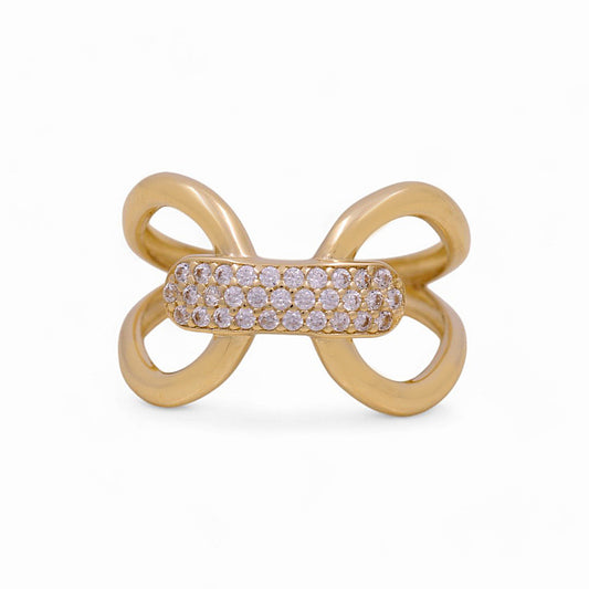 14K Yellow Gold Fashion Women's Ring with White Cz / Size: 7 / Weight: 2.1 GR / Y24-1358