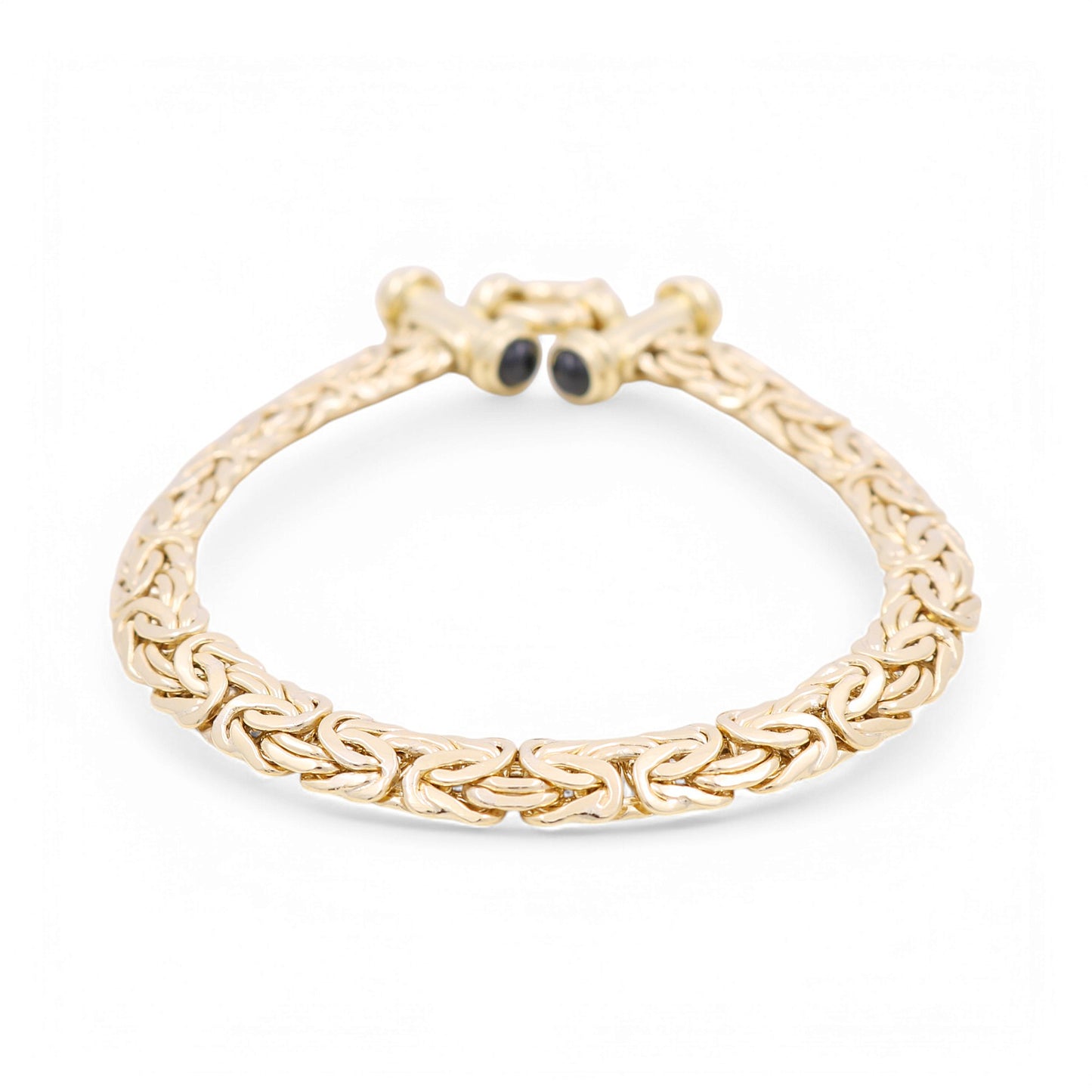 10K Yellow Gold Women's Byzantine Link Bracelet with Onyx / Size: 7.5" / Weight: 11.7 GR / DPWB0BZ