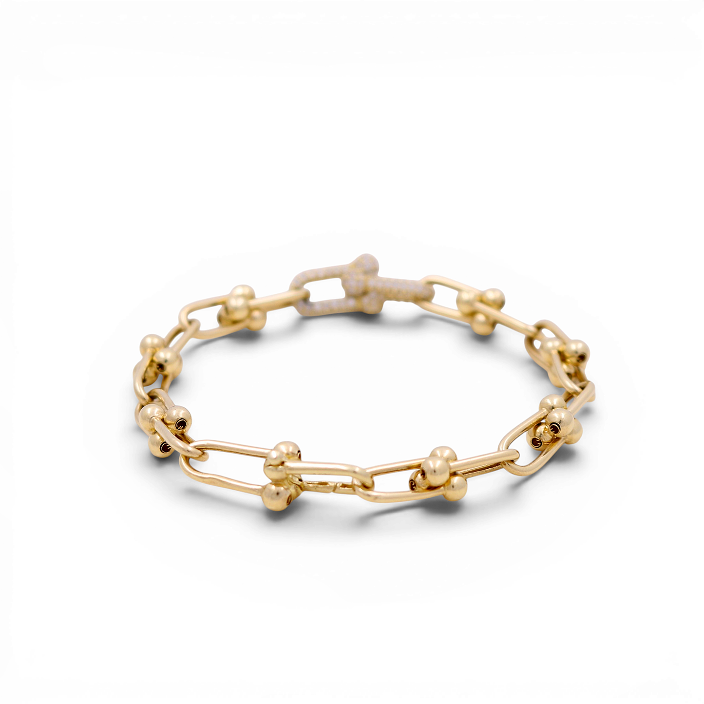 10K Yellow Gold Women's Fashion TT Bracelet with Cz / Size: 7" / Weight: 7.1 GR / P10S-128