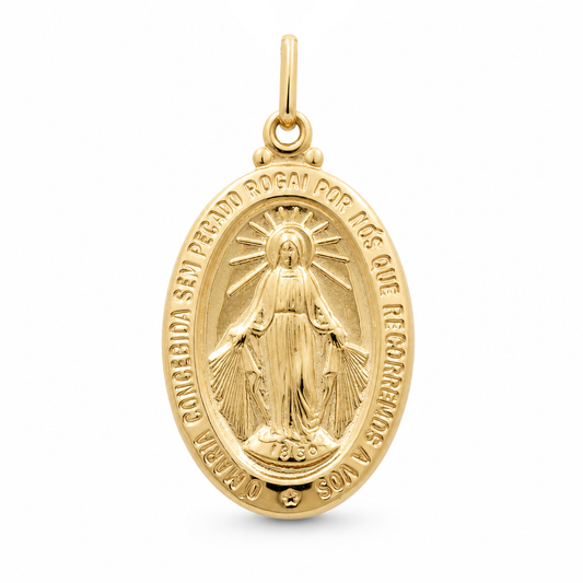 14K Yellow Gold Oval Medal of the Miraculous Virgin  / Weight: 2.3 GR / 152-00857