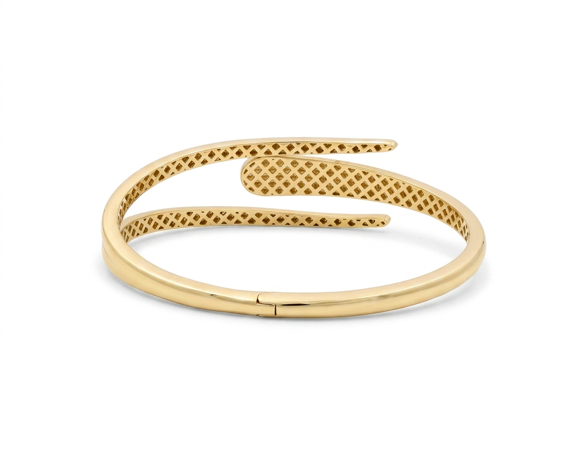 14K Yellow Gold SemiSolid Fashion Bangle Bracelet / Weight: 17.6 GR / COBB4FS-14
