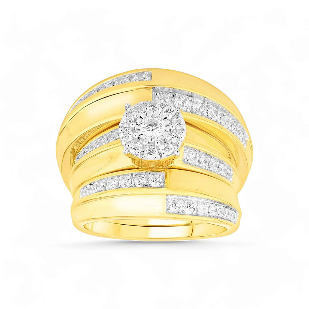 10K Yellow Gold Diamond Trio Set Ring / Stone: 1.00CT / Size: 6.5 & 9.5 / 210875Y