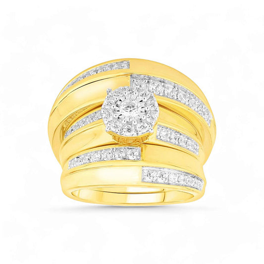10K Yellow Gold Diamond Trio Set Ring / Stone: 1.00CT / Size: 6.5 & 9.5 / 210875Y