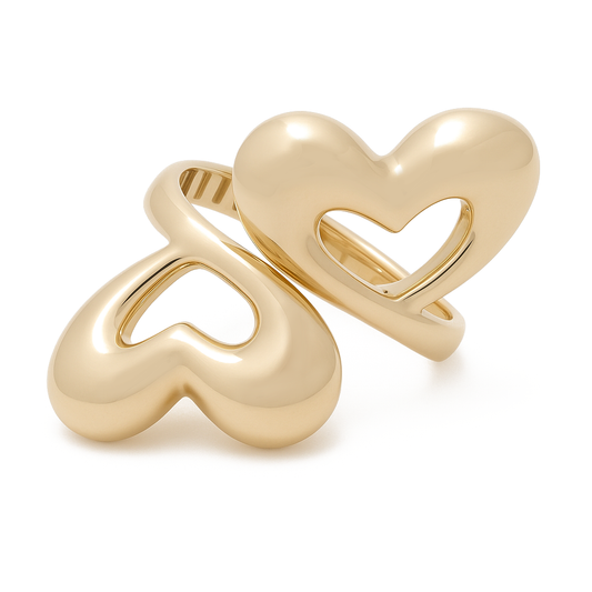 10K Yellow Gold Two Hearts Women's Ring / Size: 7.5 / Weight: 3.7 GR / DQWR0HR-1