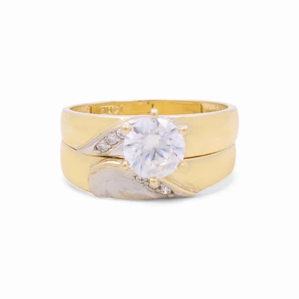 14K Yellow and White Gold Women’s Bridal Set / Stone: Cz / Size: 7 / Weight: 4.7 GR / DEEWRTT4BS-1