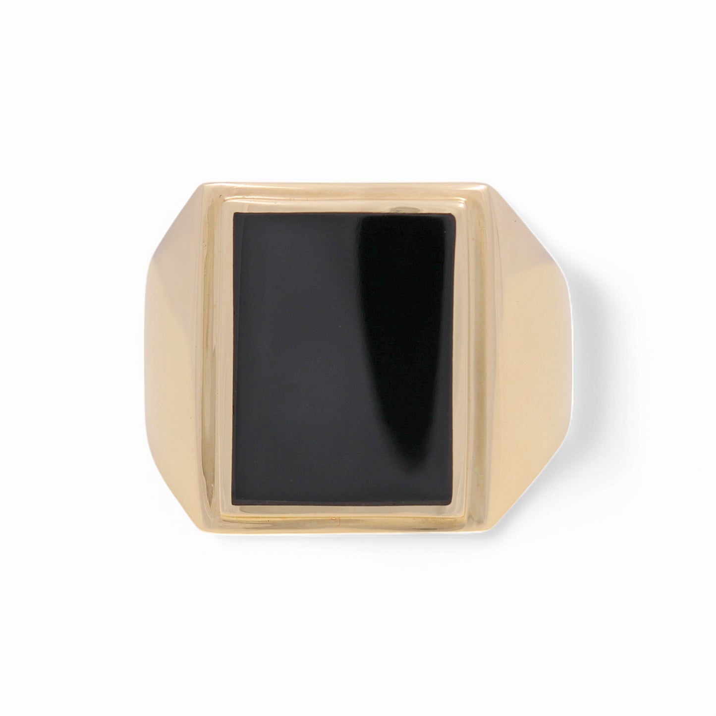 14K Yellow Gold SQ Men’s Ring with Onyx / Size: 10 / Weight: 7.4 GR / CEEMR4FS