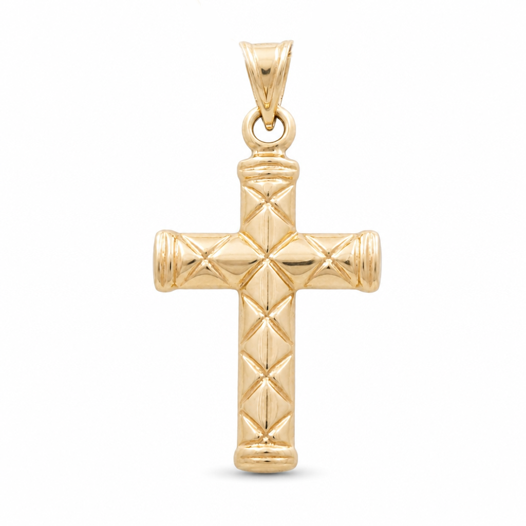 10K Yellow Gold Cross Pendant with Design / Weight: 1 GR / DQPD0CS-10