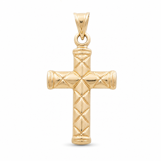 10K Yellow Gold Cross Pendant with Design / Weight: 1 GR / DQPD0CS-10