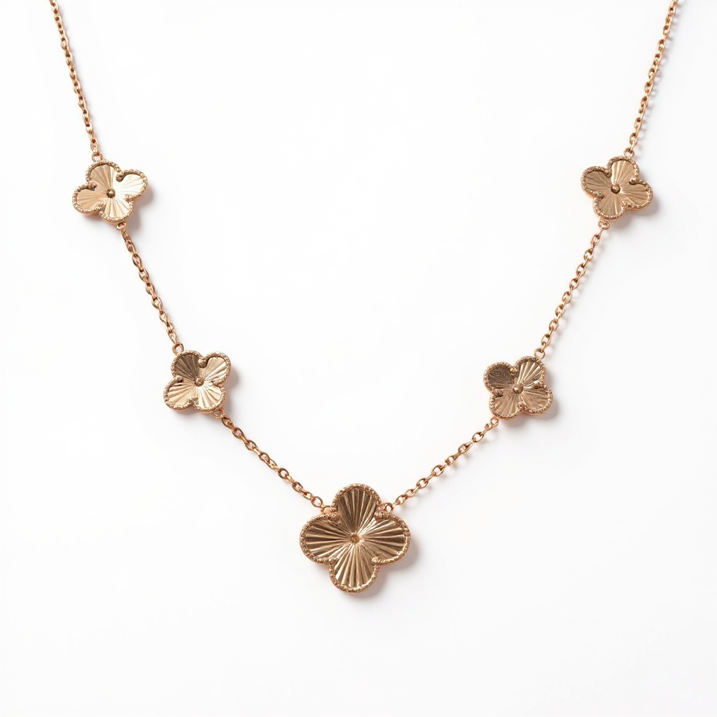 14K Yellow Gold Five Clovers Women's Necklace / Size: 17" / Weight: 9.3 GR / DONK4CLV-5