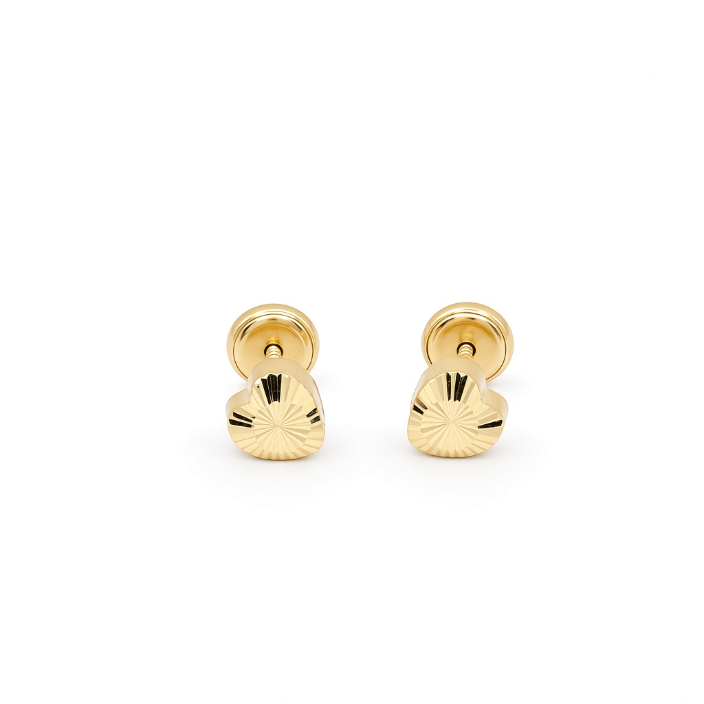 14K Yellow Gold Fashion Heart Stud Earrings / 6-472101P5