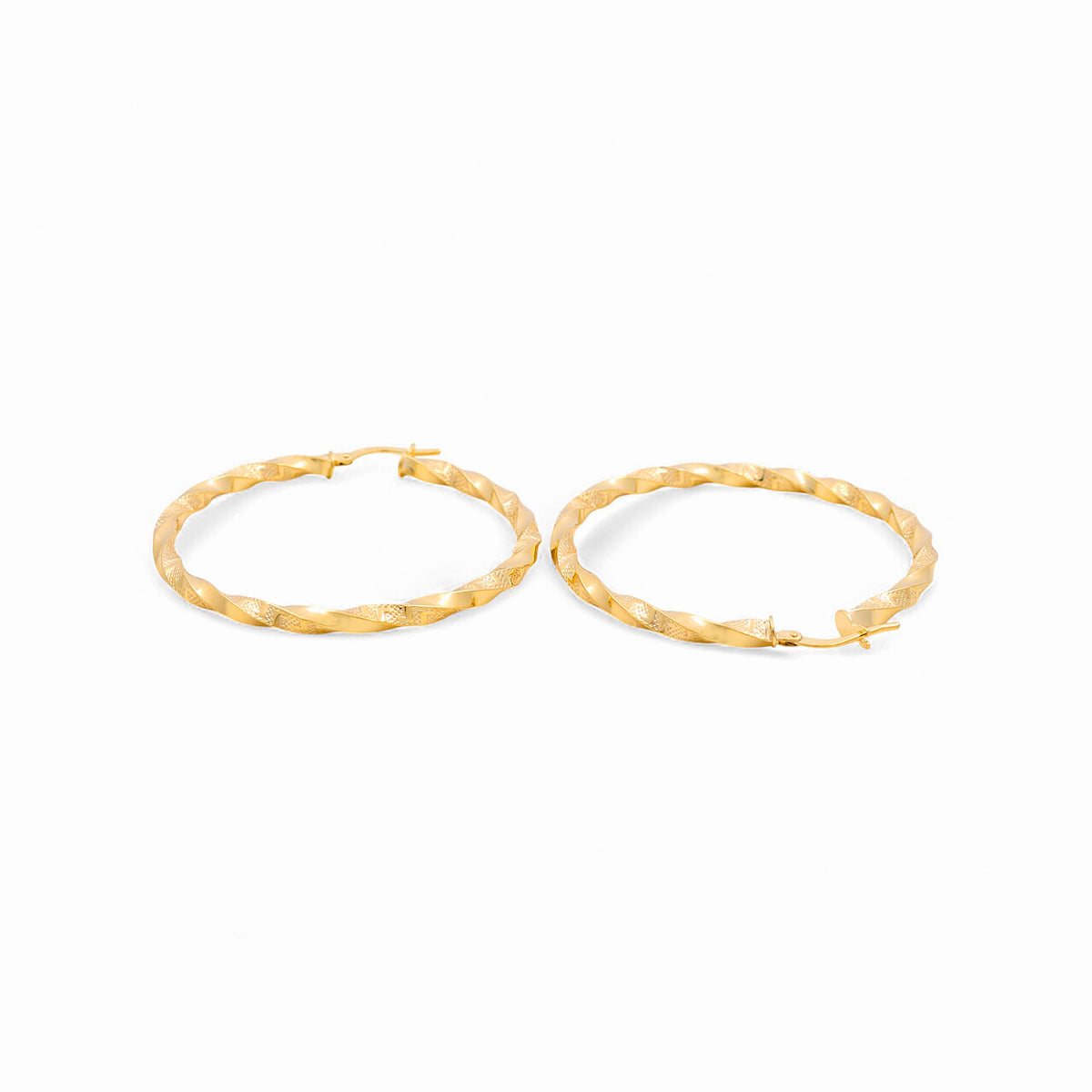 14K Yellow Gold Women's Twist Hoops Earrings with Greek / Size: 3mmx40mm / Weight: 3.6 GR / 240-00397