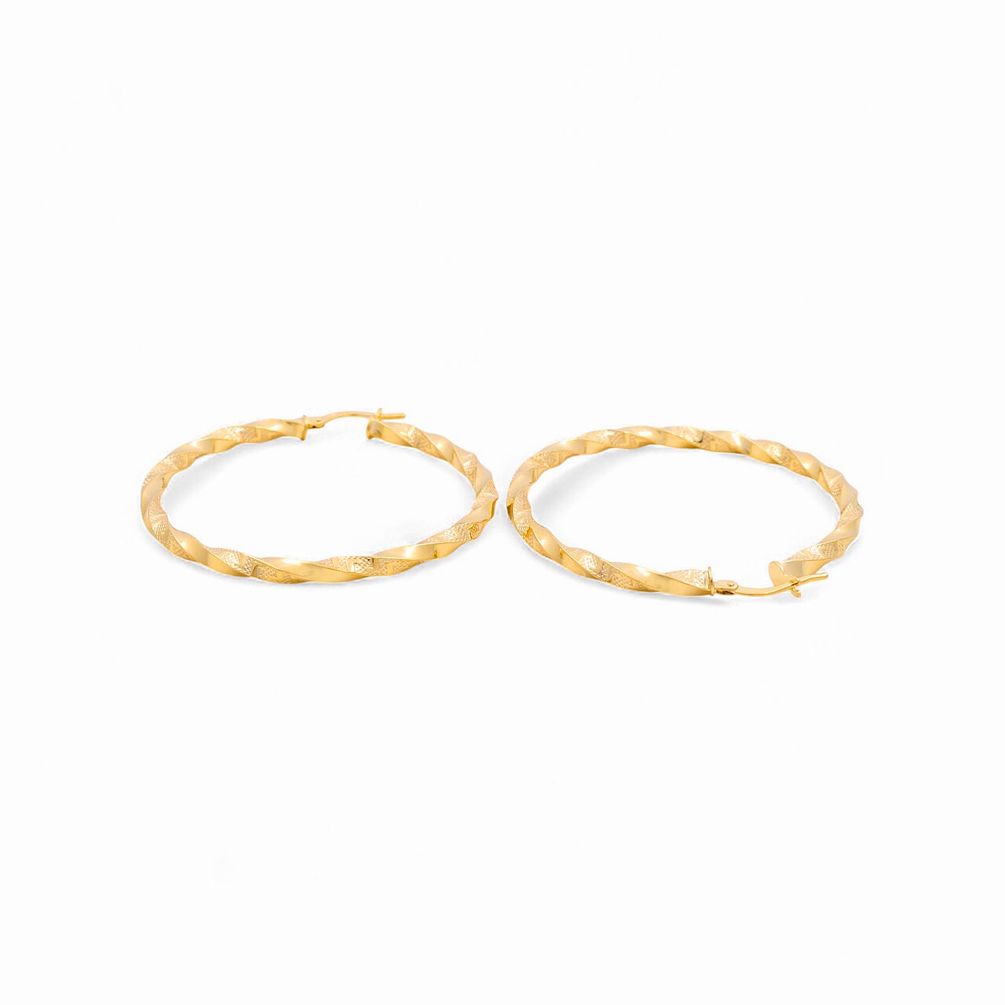 14K Yellow Gold Women's Twist Hoops Earrings with Greek / Size: 3mmx20mm / Weight: 2.2 GR / 240-00397