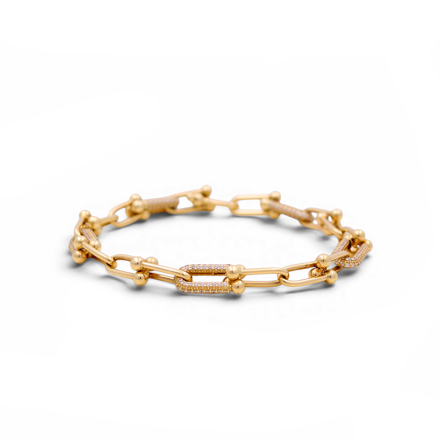 14K Yellow Gold Women's Bracelet / Size: 7.5" / Weight: 10.6 GR / Stone: Cz / CCWB4TT-1