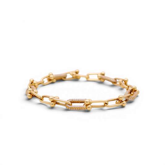 14K Yellow Gold Women's Bracelet / Size: 7.5" / Weight: 10.6 GR / Stone: Cz / CCWB4TT-1