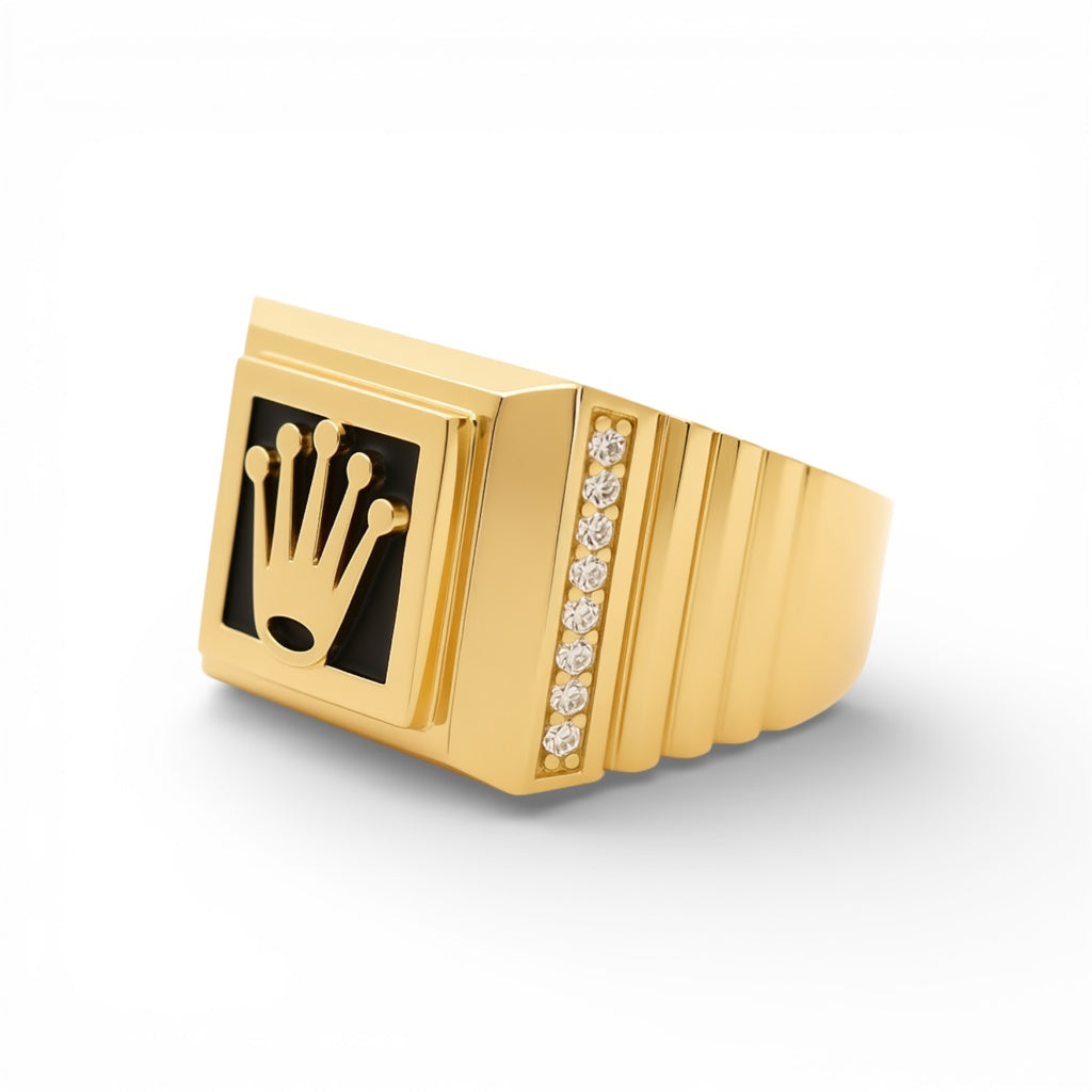 14K Yellow Gold Fashion Men's Ring with Cz / Size: 10.5 / Weight: 6.8 GR / P04FM-687