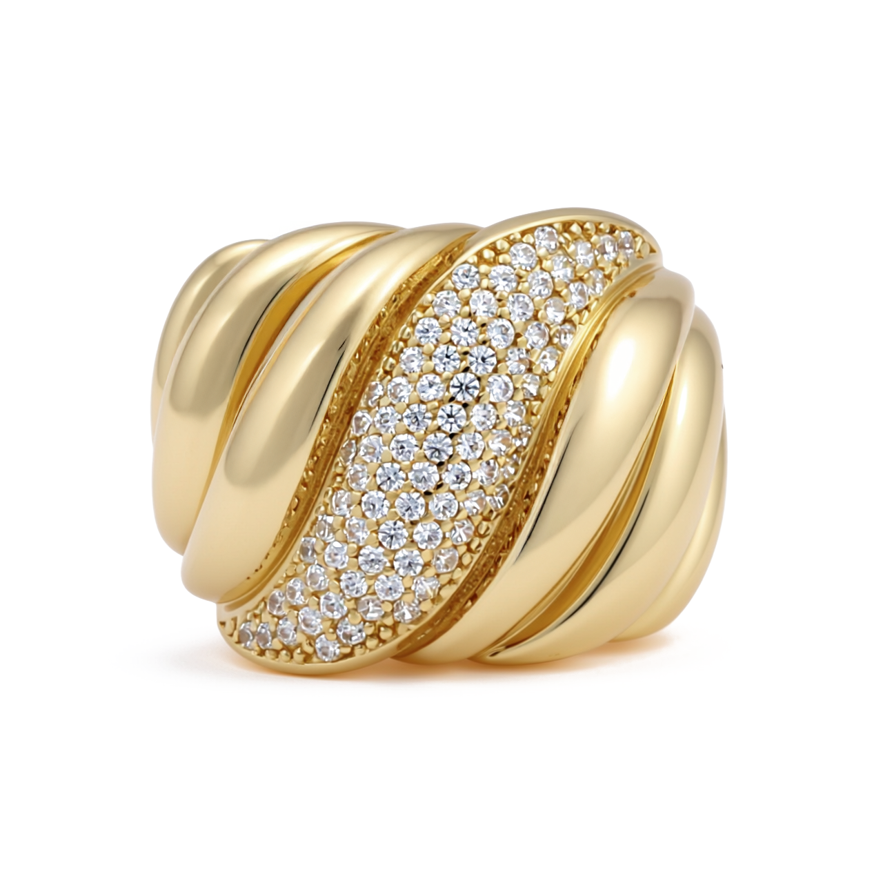 10K Yellow Gold Fashion Women's Ring with CZ / Size: 6.5 / Weight: 4.8 GR / P02CR-3352