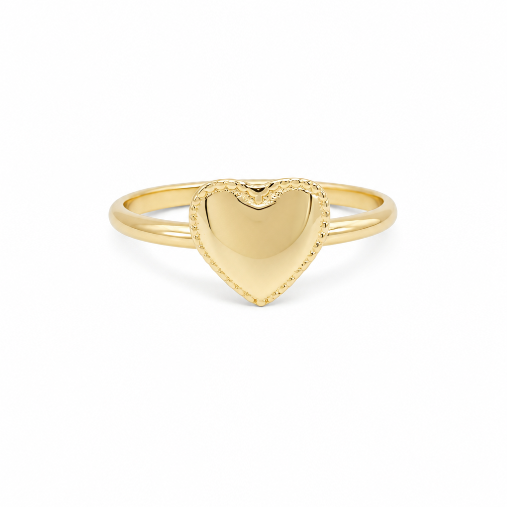 14K Yellow Gold Heart Women's Ring / Size: 9 / Weight: 1.8 GR / DQWR4HR-24