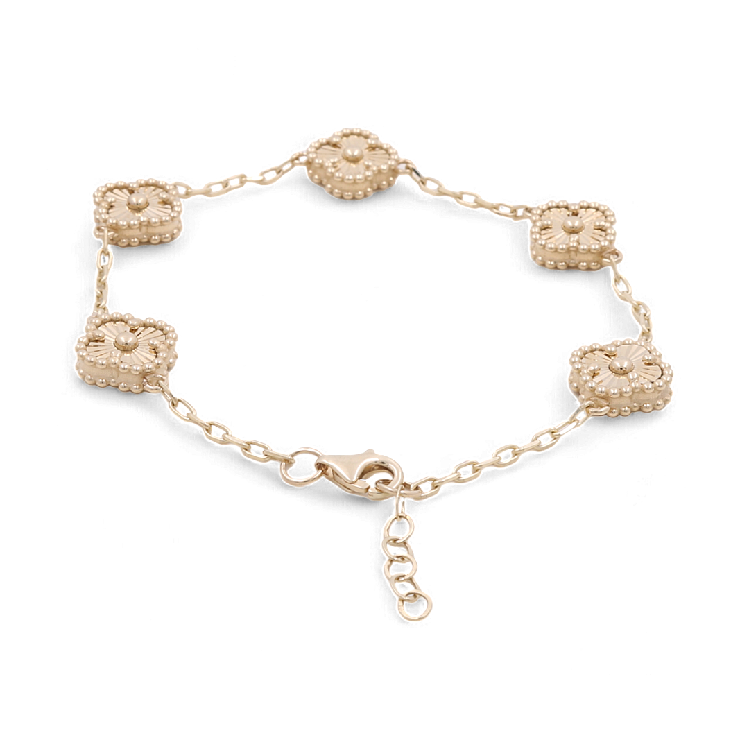 14K Yellow Gold Fashion Flower Women’s Bracelet / Size: 7.6” / Weight: 7.6 GR / COWB4CLV-1