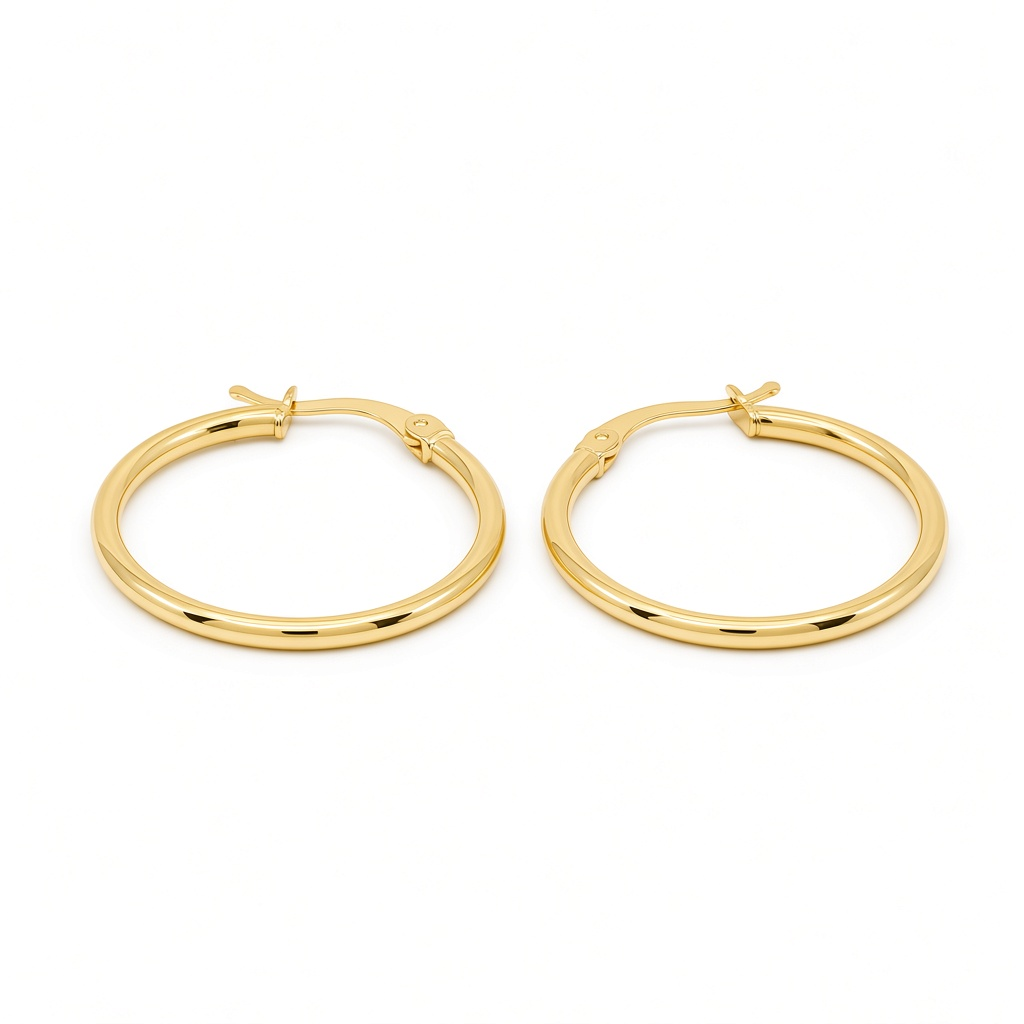 14K Yellow Gold Fashion Plain Hoop Earrings / Size: 2mmx23mm / Weight: 1.8 GR / DOEH4PL
