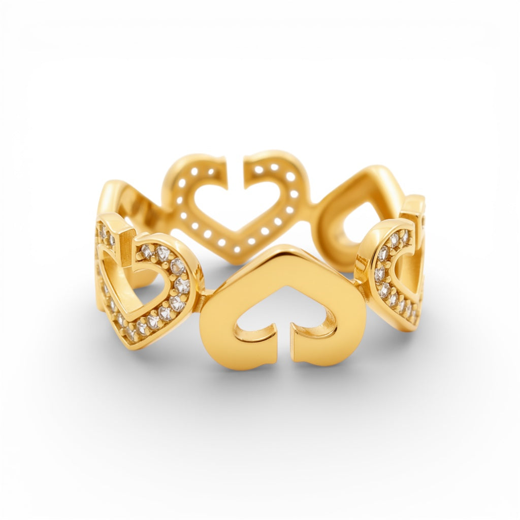 14K Yellow Gold Heart Women's Ring With Cz / Size: 8 / Stone: Cz / Weight: 3.8 GR / PBR-56