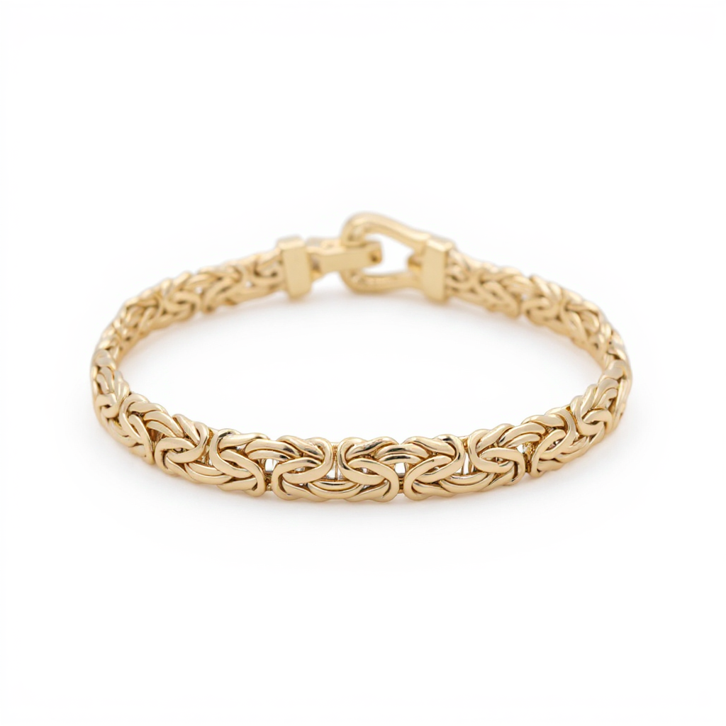 10K Yellow Gold  Byzantine Link Bracelet with Cz / Size: 7.5" / Weight: 10.1 GR / P10B-342