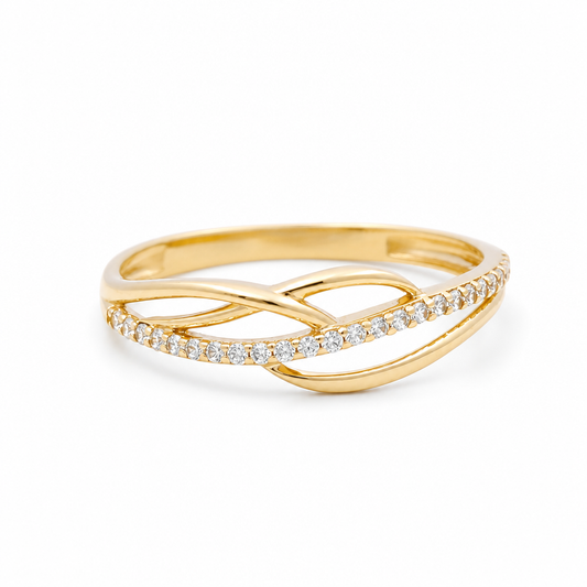 10K Yellow Gold Fashion Women's Ring with Cz / Size: 8 / Weight: 1.3 GR / CQWR0FS-35