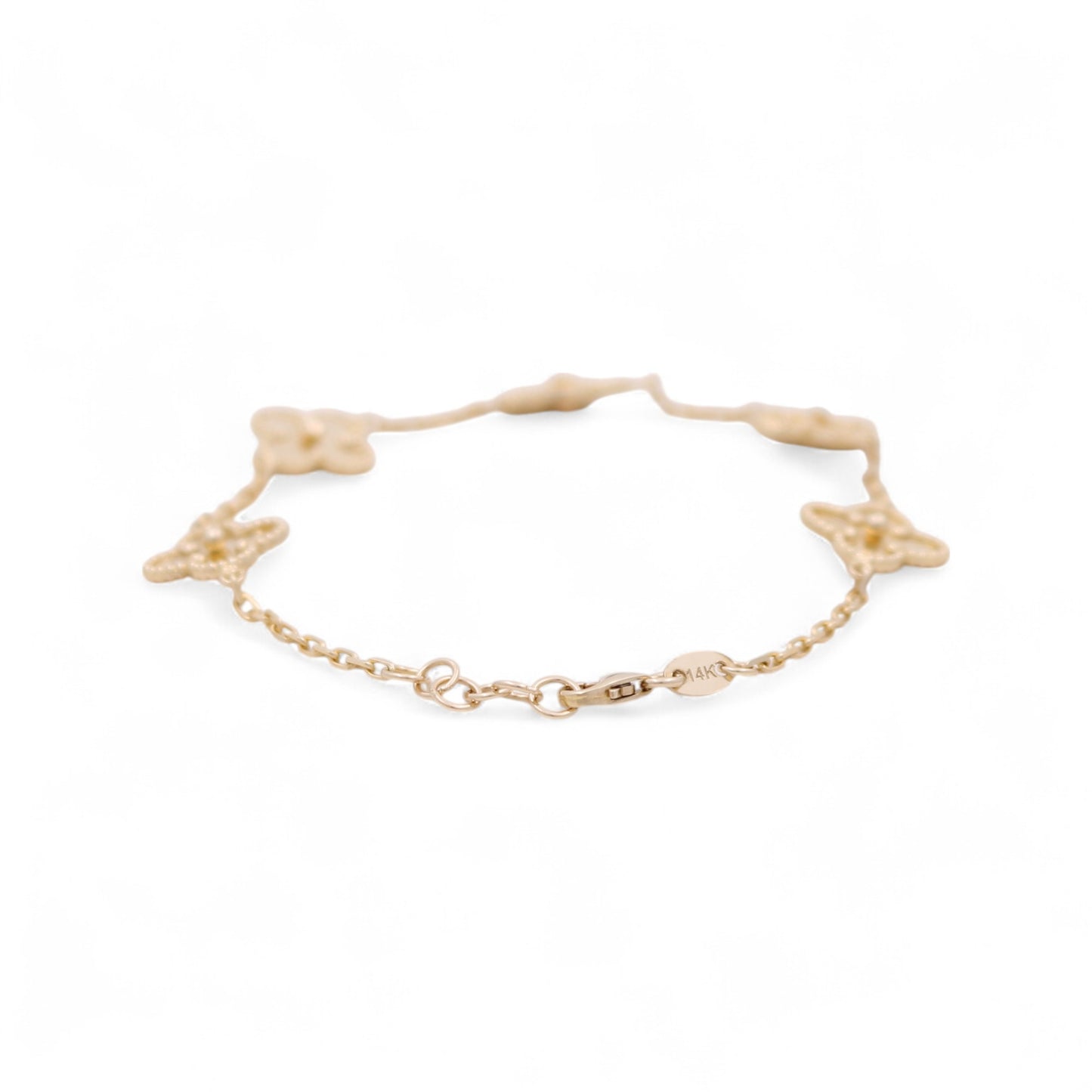 14K Yellow Gold Five Clover Women's Bracelet / Size: 7" 12MM / Weight: 5.3 GR / DOWB4CLV-1