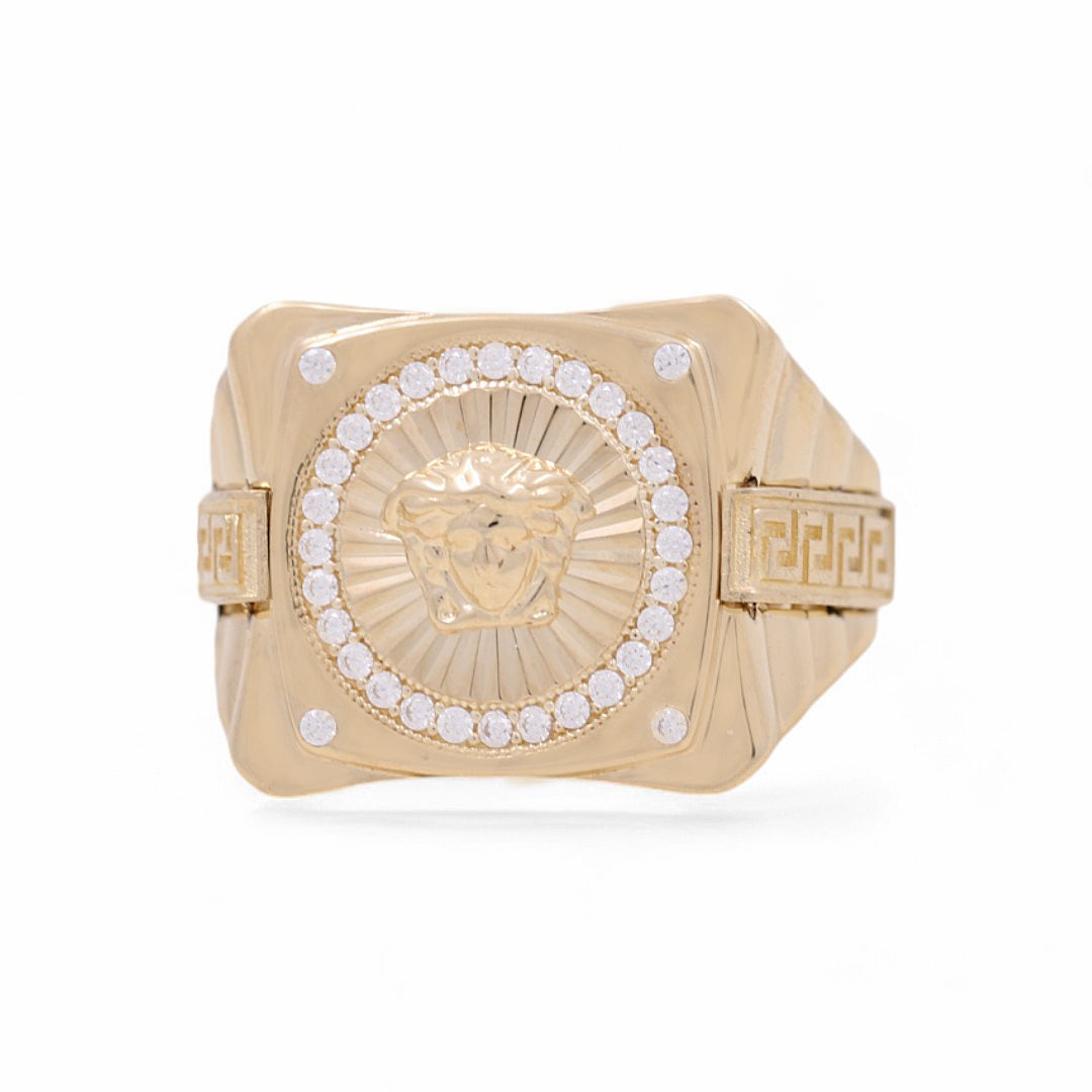 14K Yellow Gold Men’s Medusa  Fashion Ring / CZ/ Size 10 / Weight: 10.1 GR / COMR4FS-40