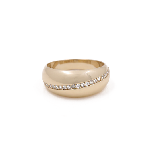 10K Yellow Gold Fashion Women's Ring with White Cz / Size: 7.5 / Weight: 2.1 GR / CQWR0FS-15
