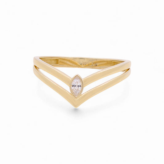 14K Yellow Gold Fashion Women's Ring with white Cz / Size: 7.5 / Weight: 1.5 GR / DQWR4FS-37