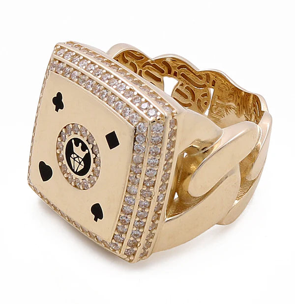 14k MONACO Men's Ring with Cz / Size: 9  / Weight: 9.4 GR / COMR4MON