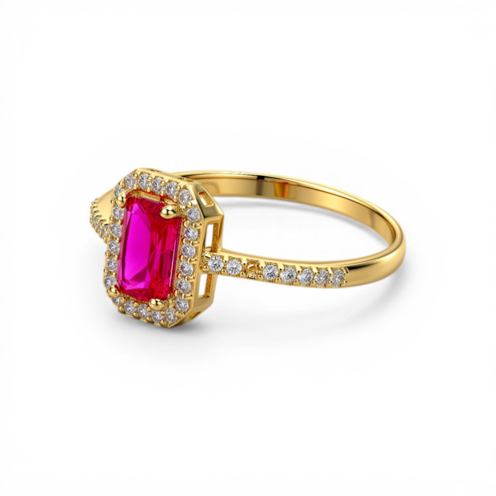 10K Yellow Gold Fashion Women’s Ring with White and Pink Cz / Size: 7.5 / Weight: 1.0 GR / DQWR0FS-65