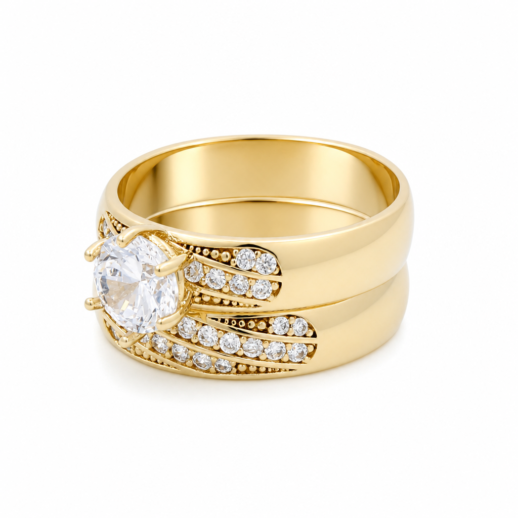 14K Yellow Gold Women’s Bridal Set / Stone: Cz / Size: 7.5 / Weight: 4.2 GR / IEEWR4BS-7