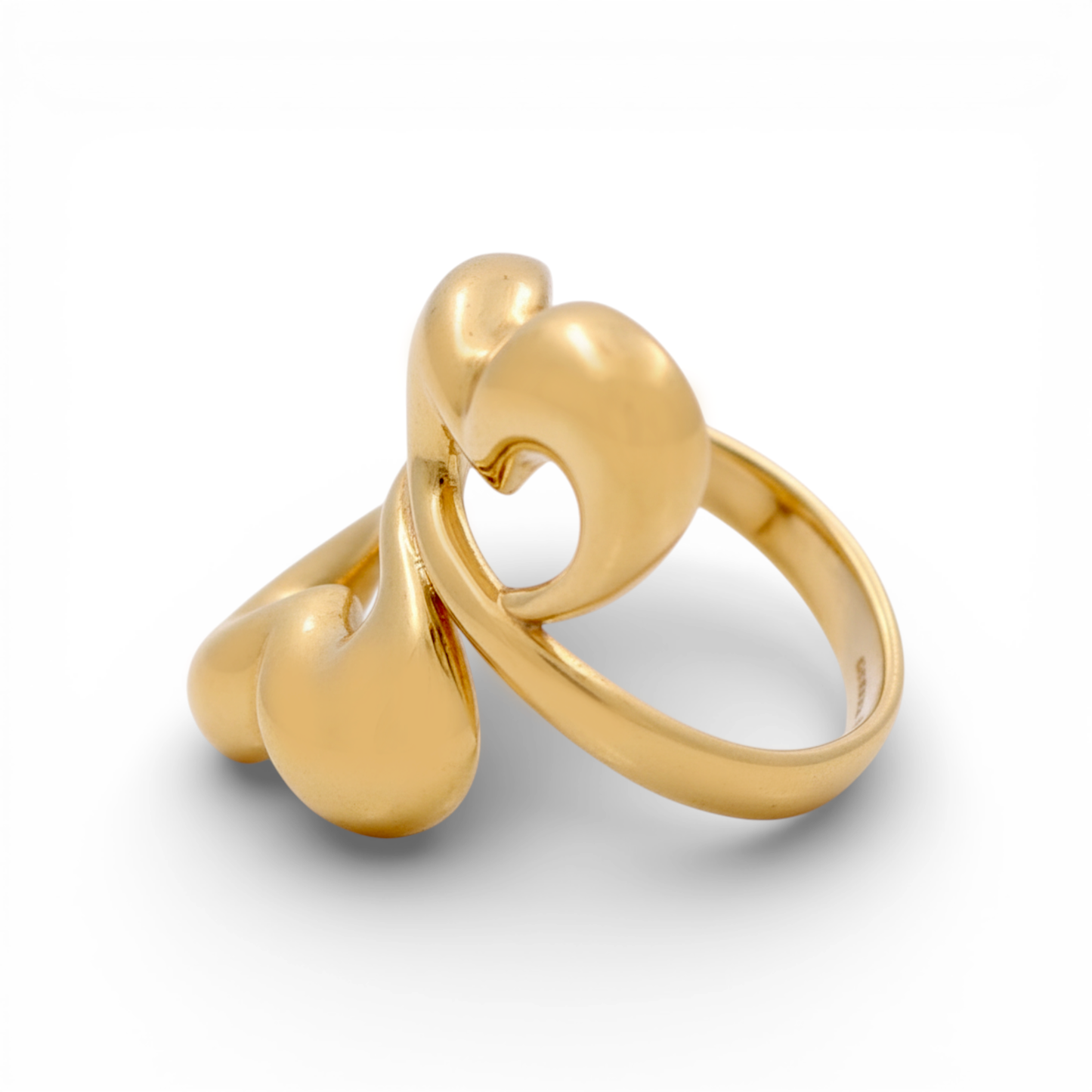 14K Yellow Gold Two Hearts Women's Ring / Size: 8 / Weight: 4.3 GR / Y24-458