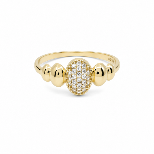 10K Yellow Gold Fashion Women's Ring with Cz Stone / Size: 7 / Weight: 1.3 GR / P53R-609