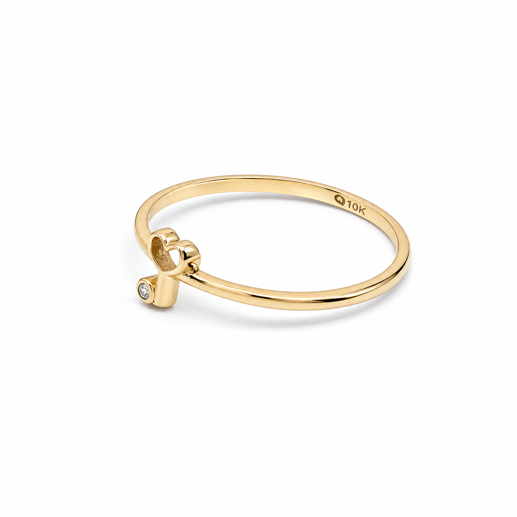 10K Yellow Gold Heart Key Women's Ring / Size: 7 / Weight: 0.7 GR / DQWR0KY
