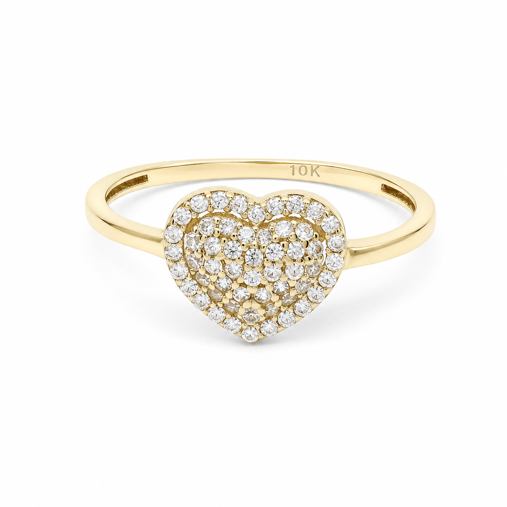 10K Yellow Gold Heart Women's Ring / Size: 7 / Stone: CZ / Weight: 1.6 GR / DQWR0HR-35