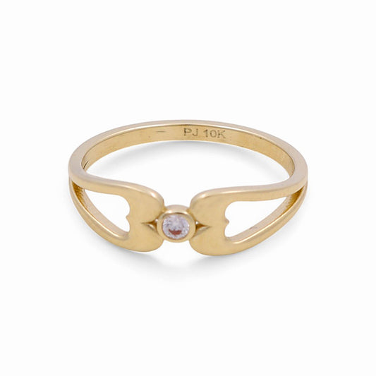 10K Yellow Gold Fashion Women's Ring with White CZ / Size: 8 / Weight: 1.8 GR / DPWR0FS-9