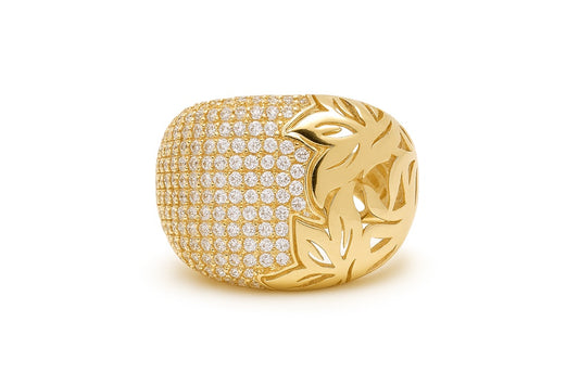 14K Yellow Gold Fashion Women's Ring with White Stones / Size: 7.5 / Weight: 6 GR / DQWR4FS-87