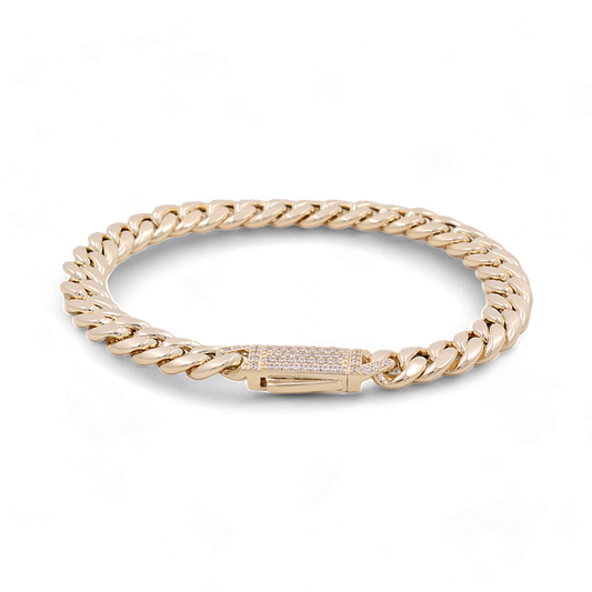 14K Yellow Gold Cuban Link Women’s Bracelet / Size: 7.5” / CZ / Weight: 8.4 GR / COWB4CL