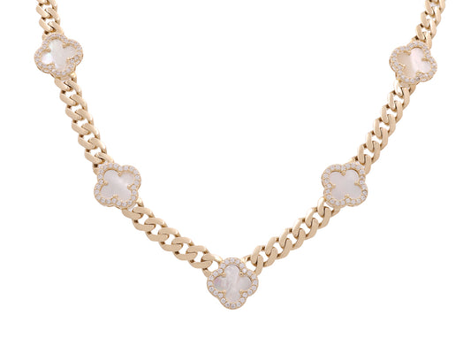 14K Yellow Gold Clover Monaco Necklace / CZ / Size: 18” / Weight: 25.0 GR / CONK4CLV-2
