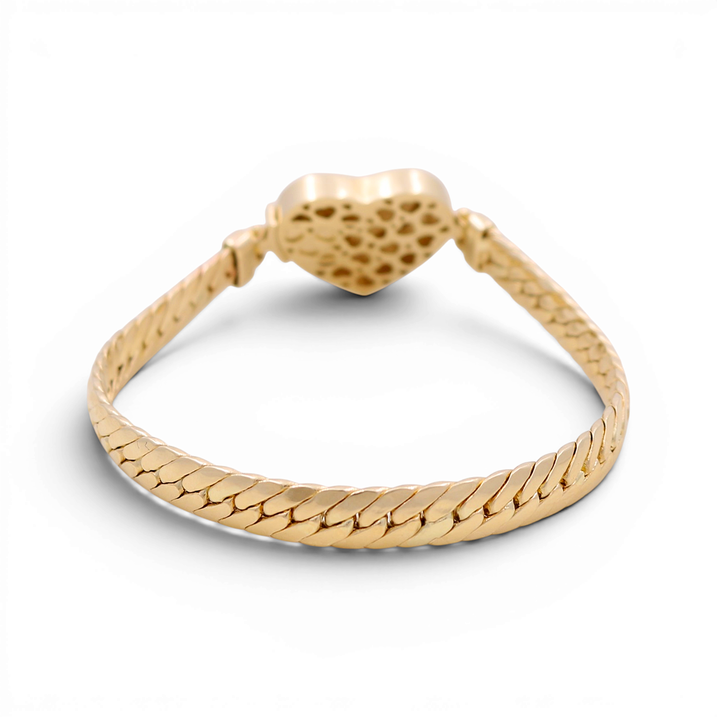 14K Yellow Gold Fashion Women's Bracelet with Heart/ CZ/ Size: 7” / Weight: 12.6 GR / DPWB4HR