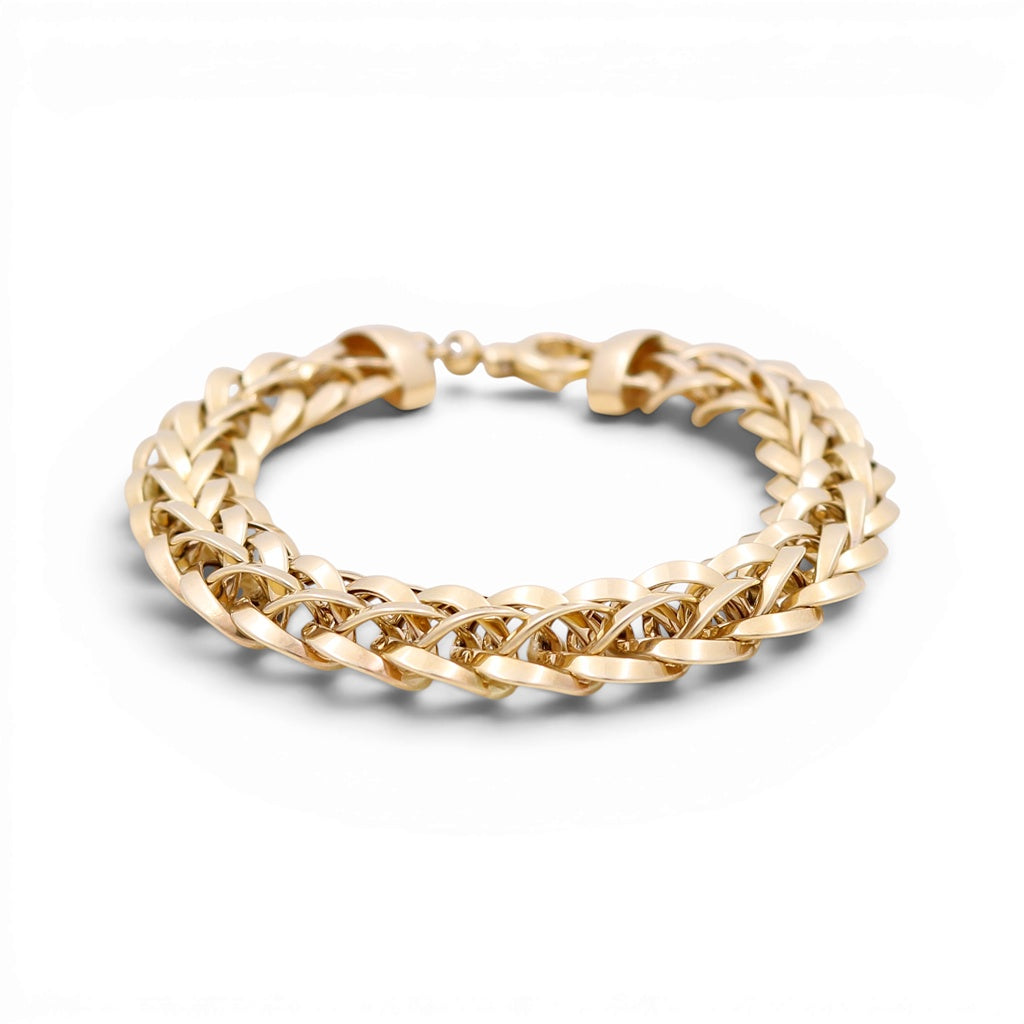 14K Yellow Gold Semisolid Fashion Women's Bracelet / Size: 11mm 7" / Weight: 15.8 GR / ISWB4FS-32