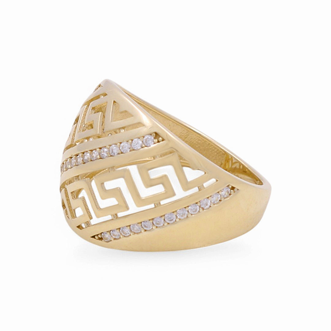 10K Yellow Gold Greek Women's Ring with Cz / Size: 7 / Weight: 3.3 GR / DPWR0GR