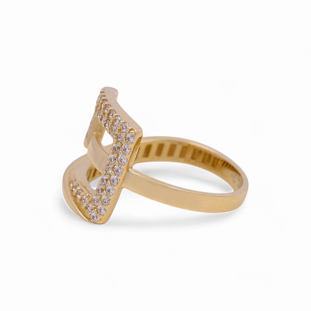 14K Yellow Gold Fashion Women's Ring with White Cz / Size: 7 / Weight: 2.4 GR / Y24-11