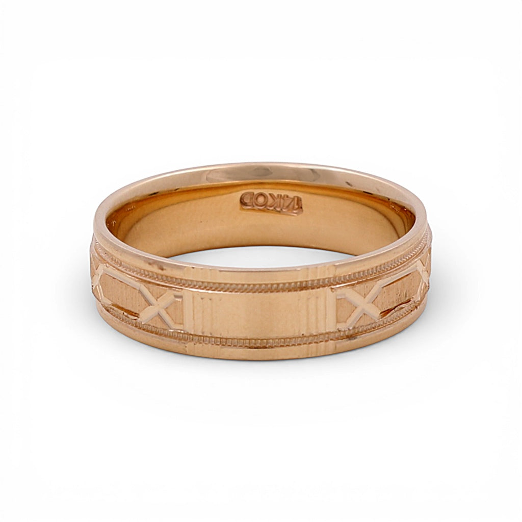 14K Yellow Gold Men’s Wedding Band with Design / Size: 10 / Weight: 5.8 GR / WBEEMWB4DS-2