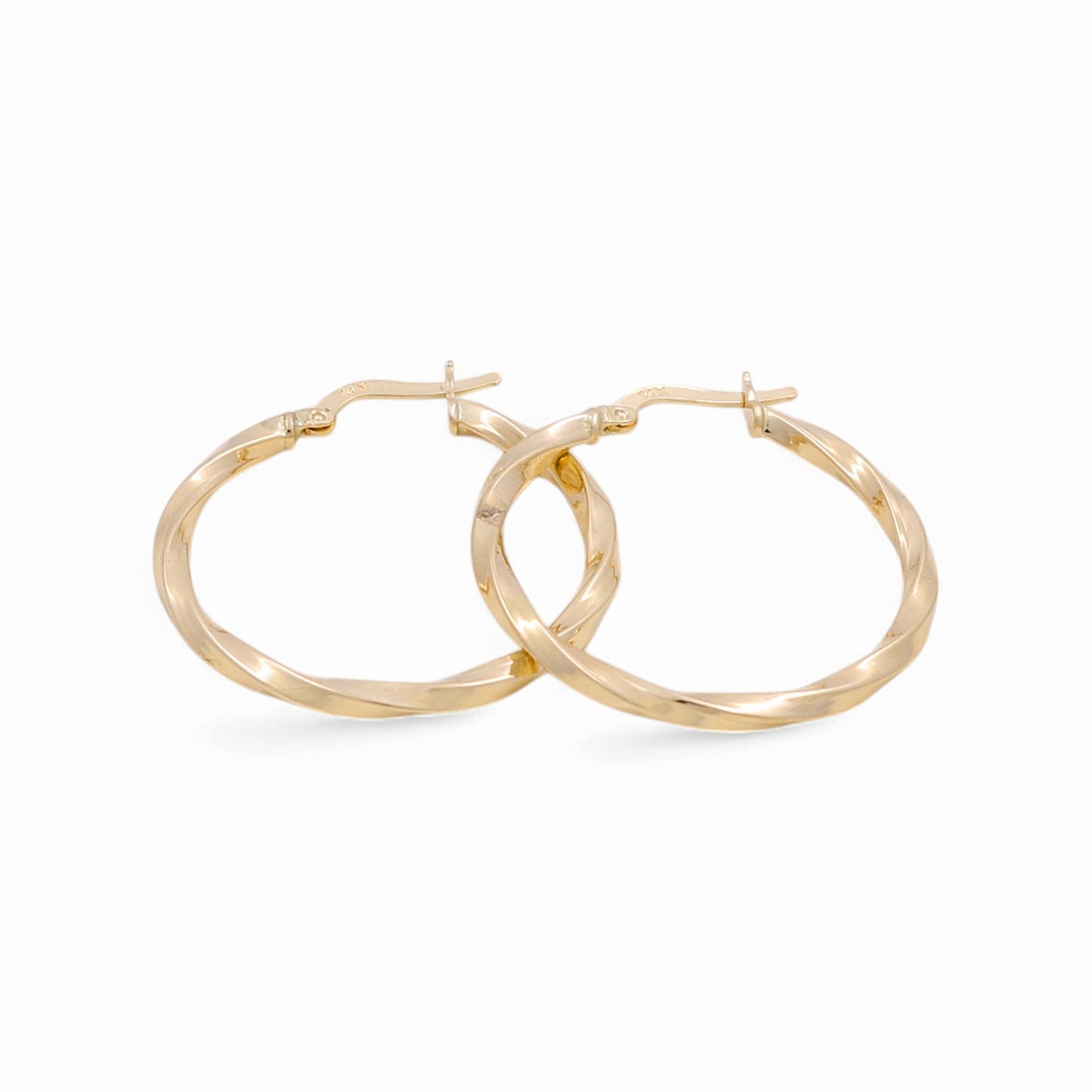 14K Yellow Gold Twist Hoops Earrings / Size: 2.5mm X 26.5mm / Weight: 2.1 GR / KOEH4TR2.5x26.5