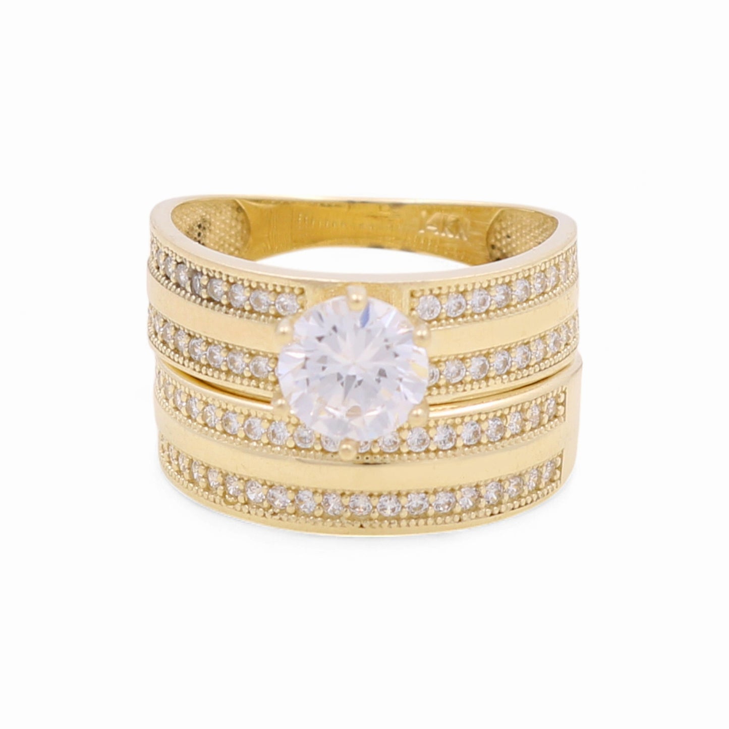 14K Yellow Gold Women’s Bridal Set / Stone: Cz / Size: 7.5 / Weight: 5 GR / CEEWR4BS-15